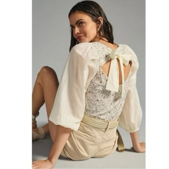 Women’s Nation Limited Floral Tie Back Top Size M Coquette Girl Cottagecore - Picture 2 of 10